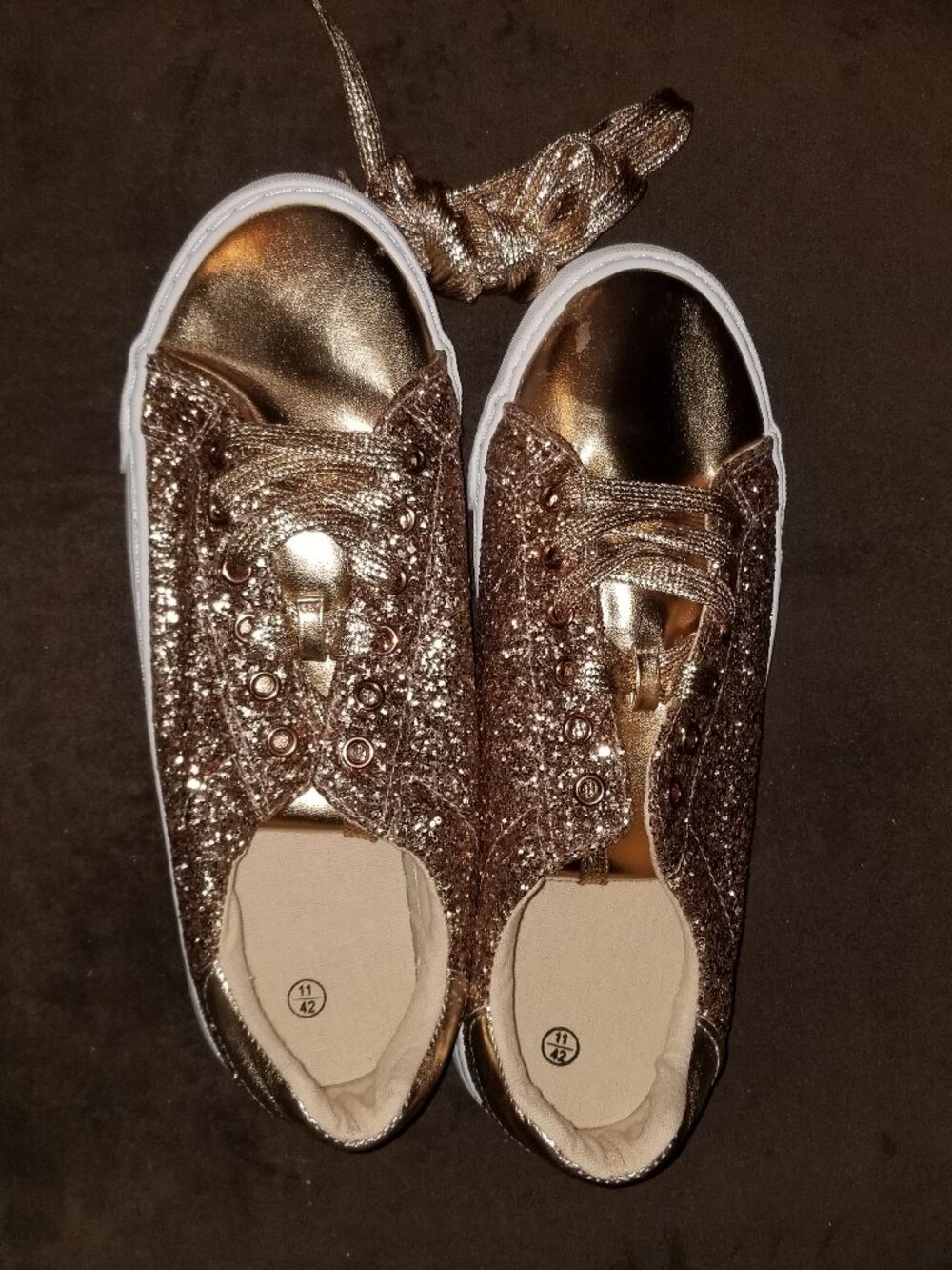 Women's Rose Gold Glitter Sneakers Size 11 - new w/flaw